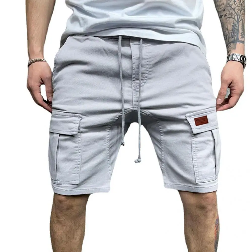 Shrink Resistant  Trendy Multi Pockets Men Cargo Shorts Streetwear Men Shorts Drawstring   for Fitness