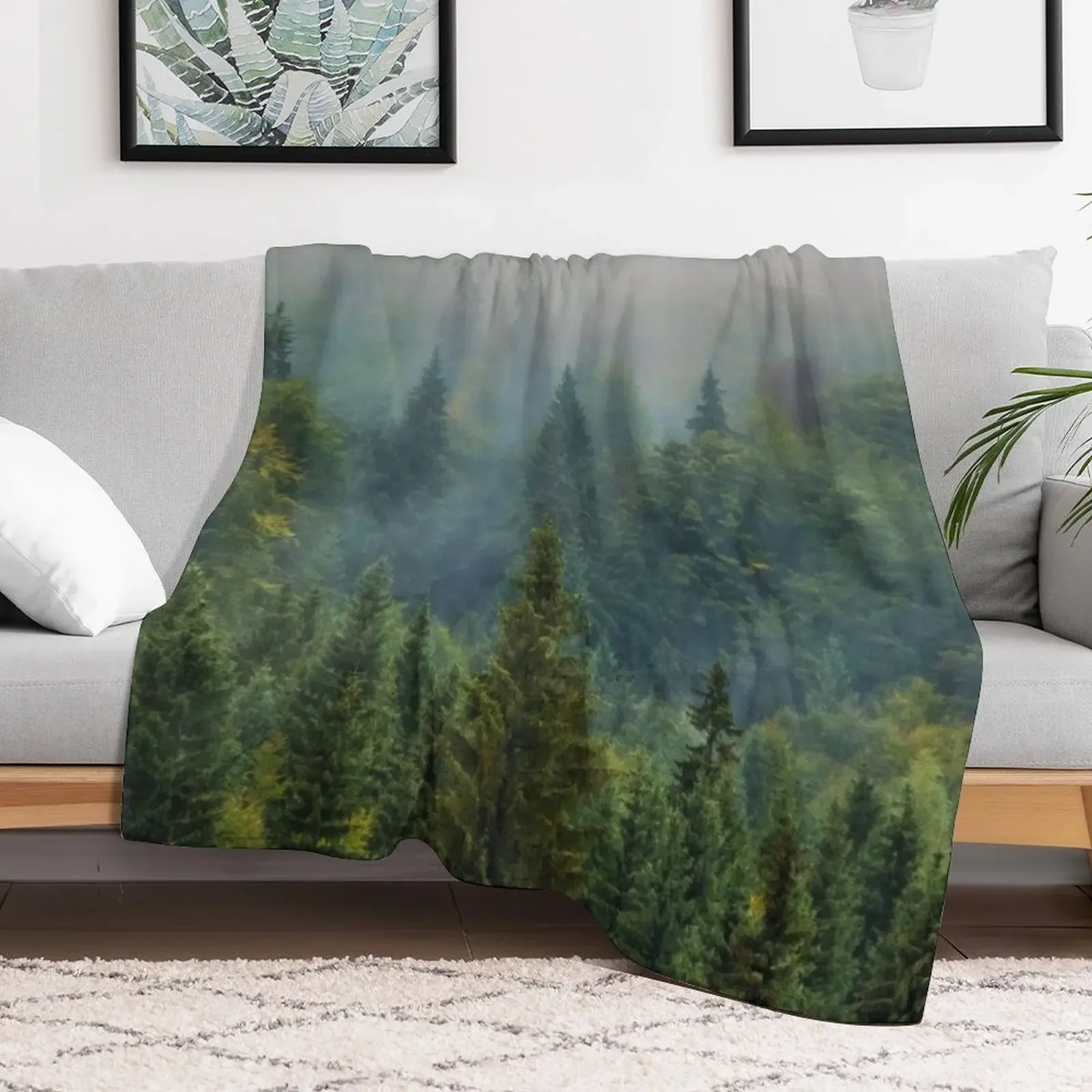 Misty Forest Beauty Throw Blanket Beach Decorative Throw manga Blankets