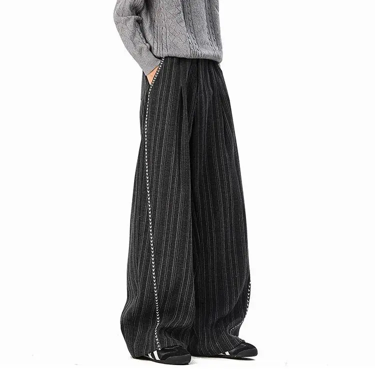 Striped Casual Pants Men's Sports Trousers Design Sense Loose Wide-leg Pants