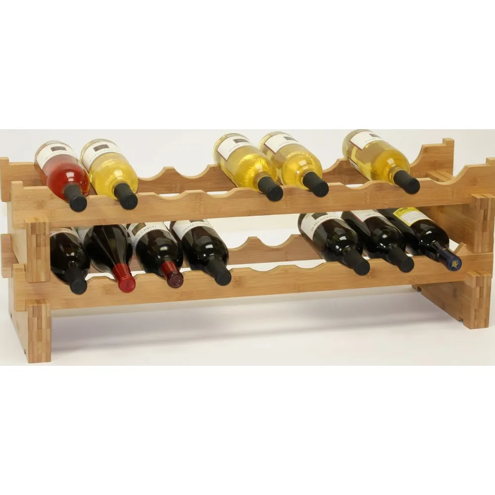 

Штабелируемая бамбуковая полка для вина, вмещает 18 бутылок — простая сборка. Инструменты не требуется для хранения домашнего бара.