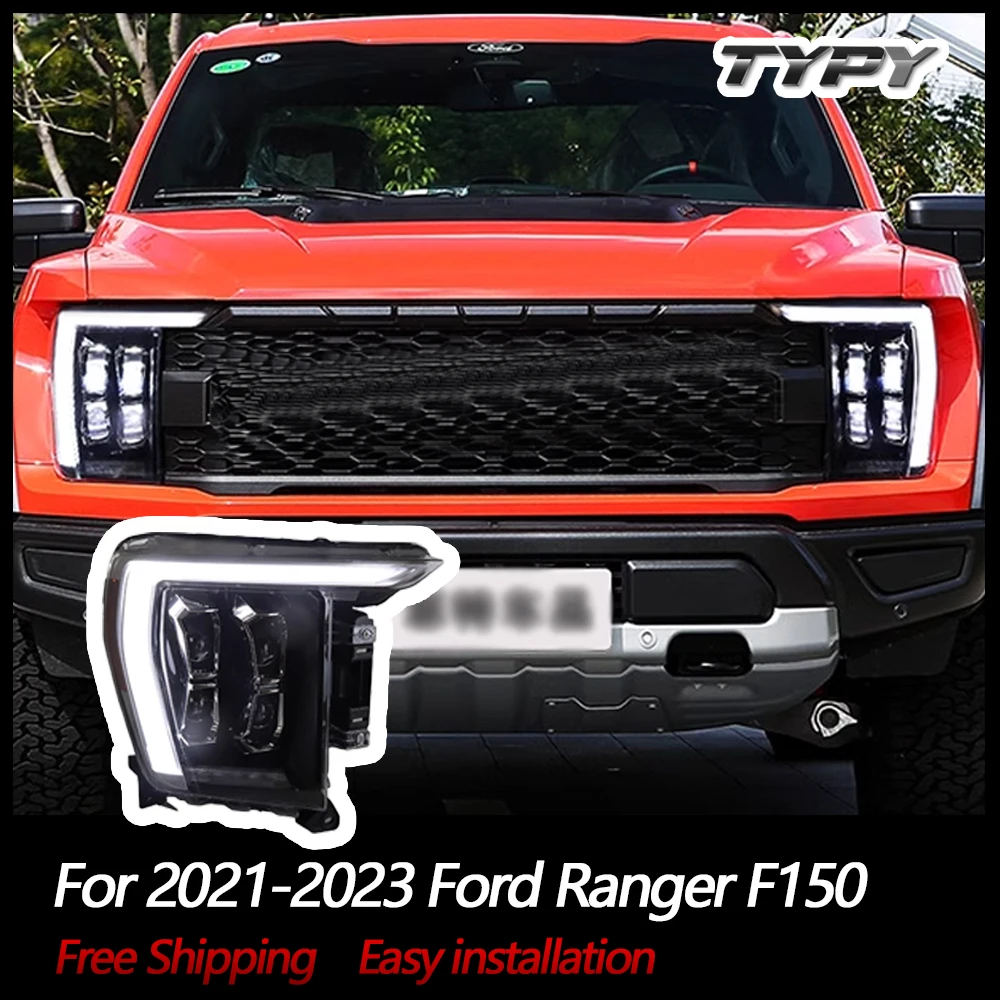 

TYPY New LED Headlight Upgrade Modified Full Head Lamp For Ford Ranger F150 2021-2023 Turn Signals Daytime Running Lights