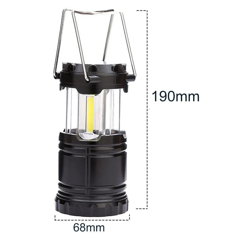 折りたたみ式フック付き穂軸キャンプ用ストレッチライト、防水ランプ、バッテリー駆動ランプ、ポータブルキャンプランプ、2パック