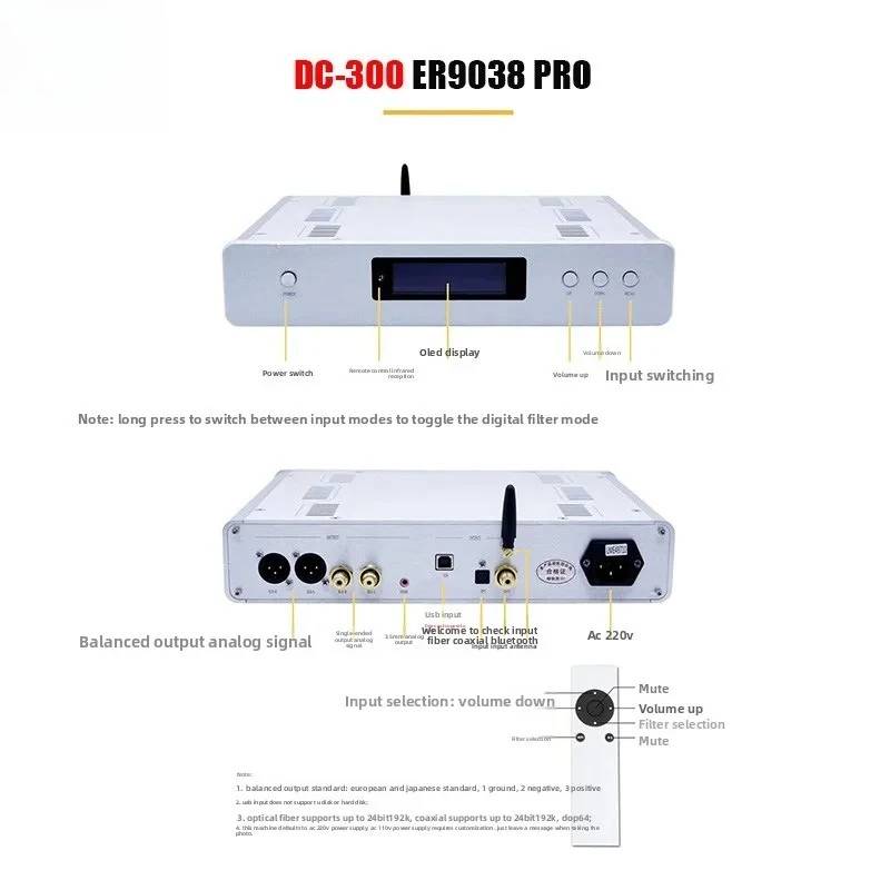 2026 New Upgrade Qingfeng DC300 Flagship Dual Core ES9038SPRO Balance ES9039 Audio dac Decoder hifi Fever