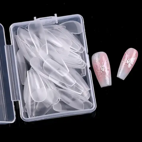TSZS 50 पीस/बॉक्स कॉफ़िन स्टिलेट्टो स्क्वायर सॉफ्ट जेल टिप्स पारदर्शी फुल कवर मैट सिंगल साइज़ सैलून DIY नकली नाखून 10 best sales पूर्ण कवर नाखून - №7