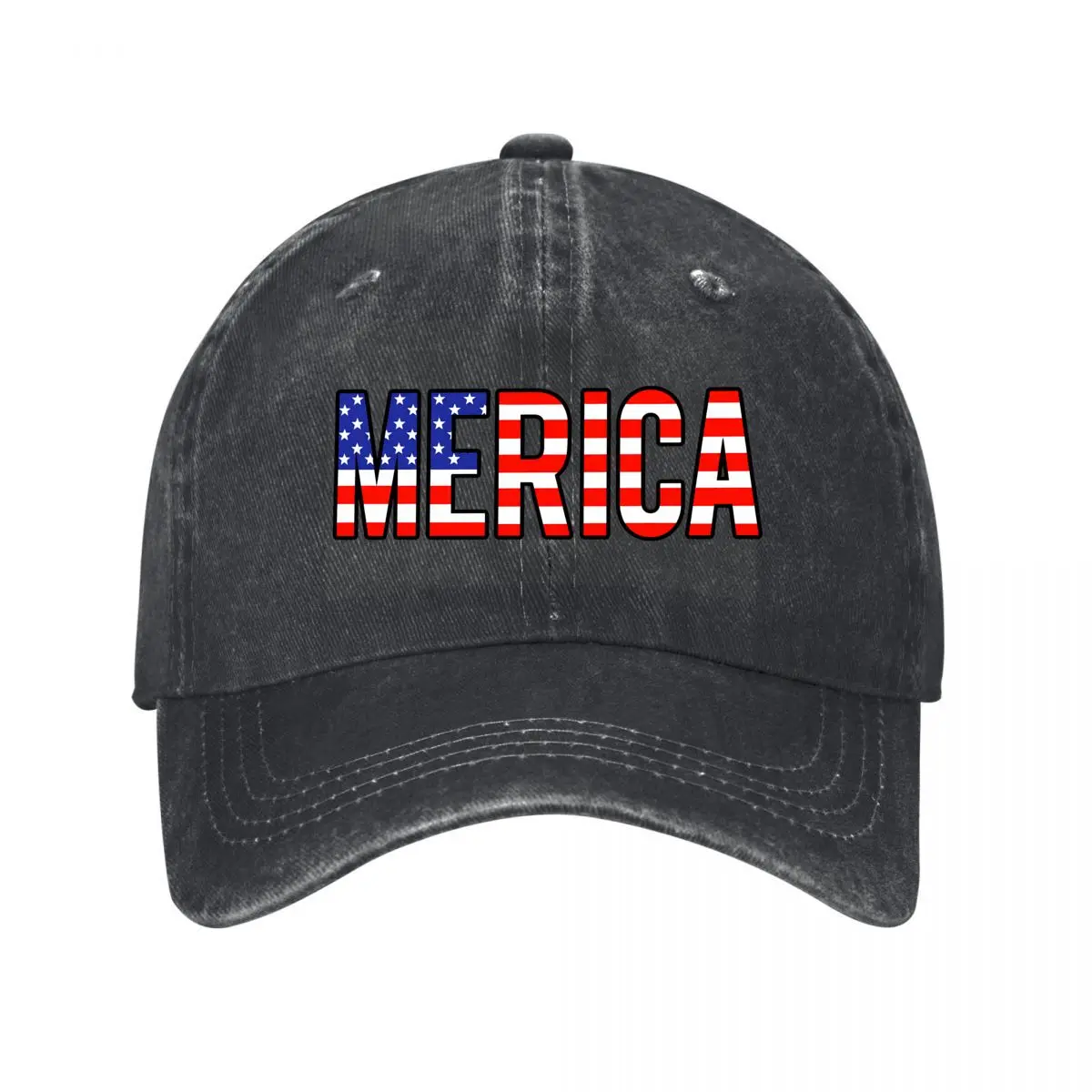 America Stars Stripes Independence Day Patriotic Lettering Design New Vintage Washed Cotton Baseball Cap Sun Hats