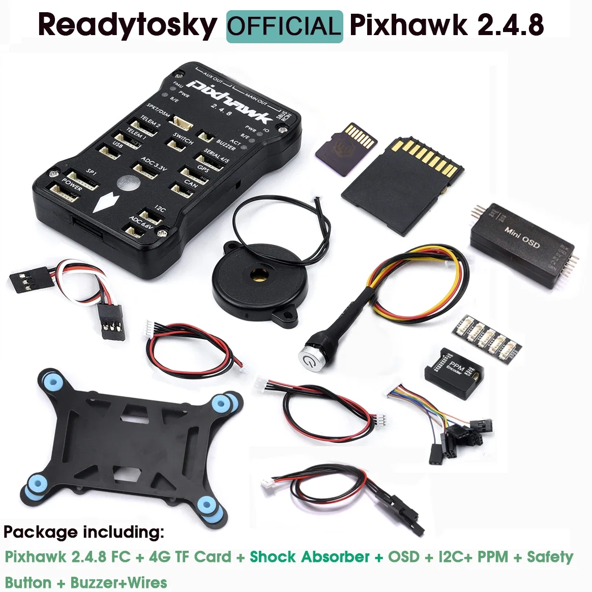 PX4 PIX Pixhawk 2.4.8 32 Bit FC / M8N GPS / Telemetry Module / Safety Switch / Buzzer / RGB I2C 4G SD OSD / OLED