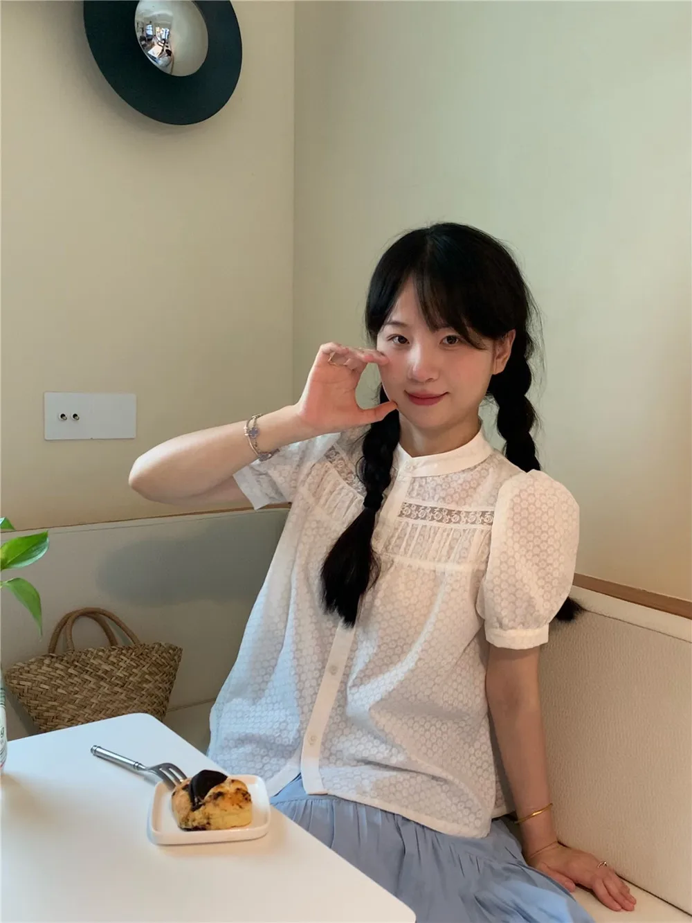 

Original Design irt by Uncle Five White Initial Sweet Little Flower Loose Lace A-Line ort Sve Sweetn Cotton Top