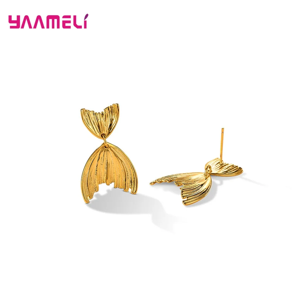 Hot Sale Earring for Women Ladies 925 Sterling Silver Simple Fish Tail Design Cute Ear Decoration Fashion Jewelry