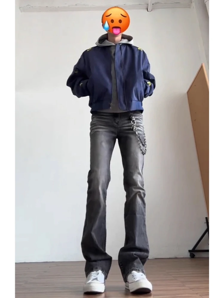 

Retro Bla Bamboo Node Vintage Jeans Men's Slim Straight Leg Trendy Pants Casual Loose Fit Denim Autumn Wear for Teens