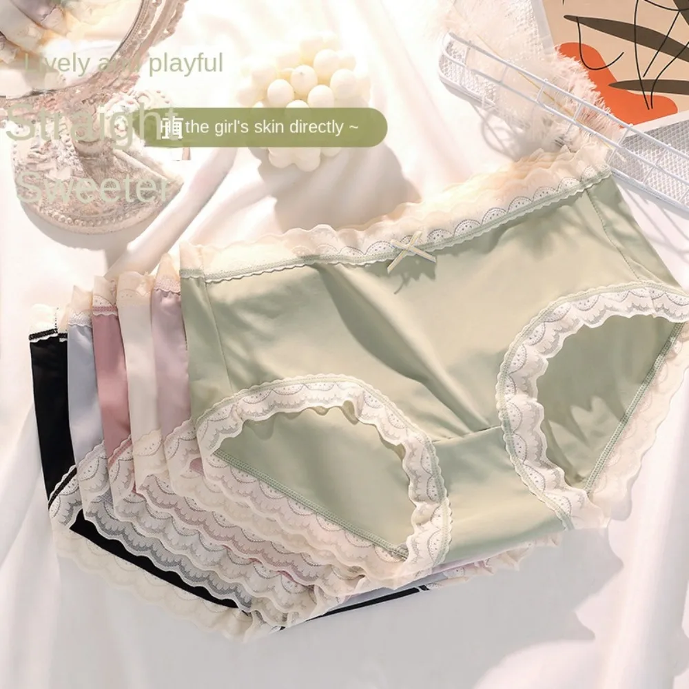 

Ladies Solid Color Ice Silk Panties Elastic Cotton Crotch Soft Midriff Panties Japanese Ultra Thin Seamless Underwear
