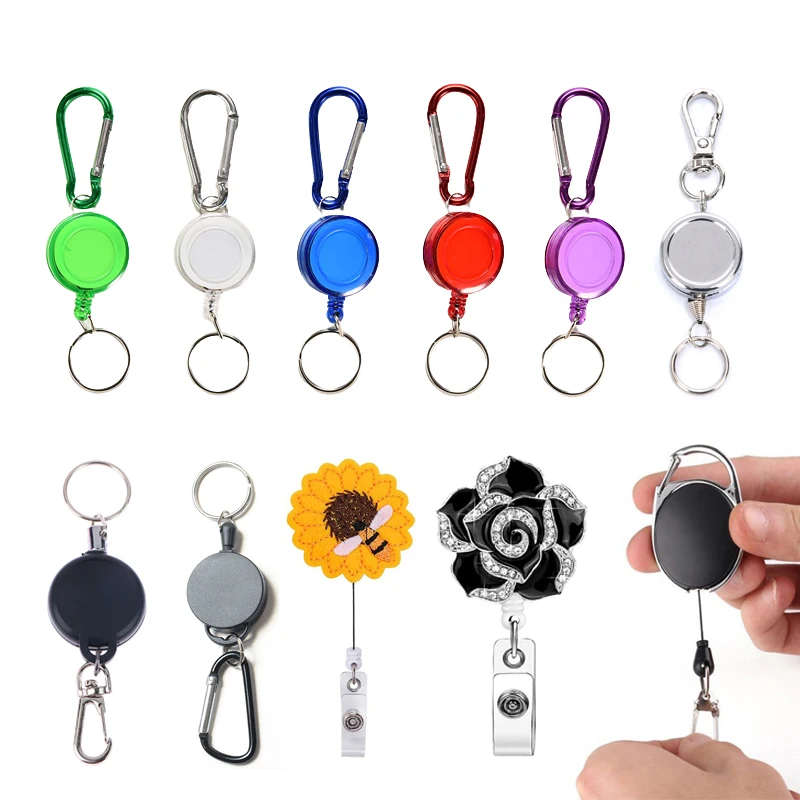 1PC Easy-To-Pull Buckle Ropes Elastic Keychain Sporty Retractable Key Ring Anti Lost Anti-Theft Key Chain Telescopic Wire Rope