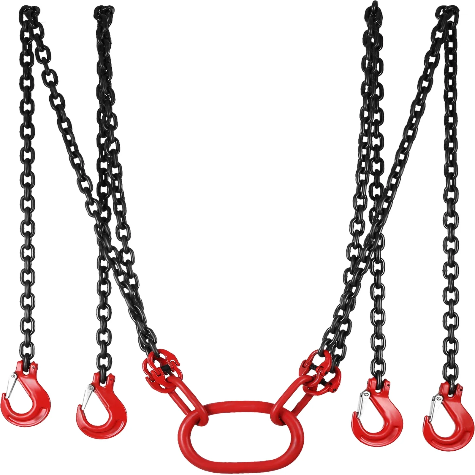 3/4m Lifting Chain Sling,5/16In Hanging Lift Chain,forG80 Alloy Steel Engine Chain Hoist Lifts w/ 4 Leg Grab Hooks & Adjuster