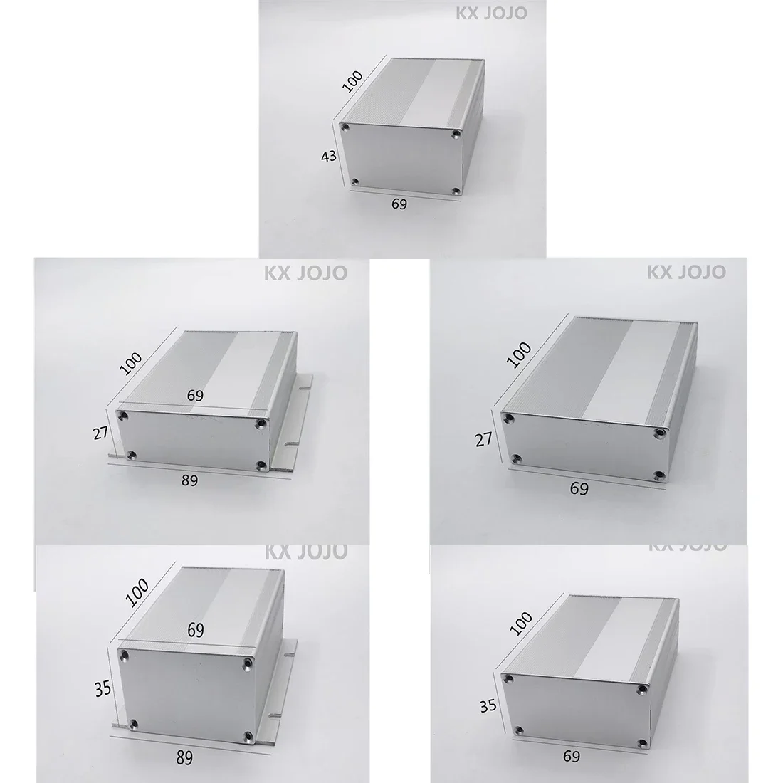 

Aluminum Enclosure 69*27/35/43*100mm Split Case Sliver Battery Shell PCB Open Hole Custom Alloy Box