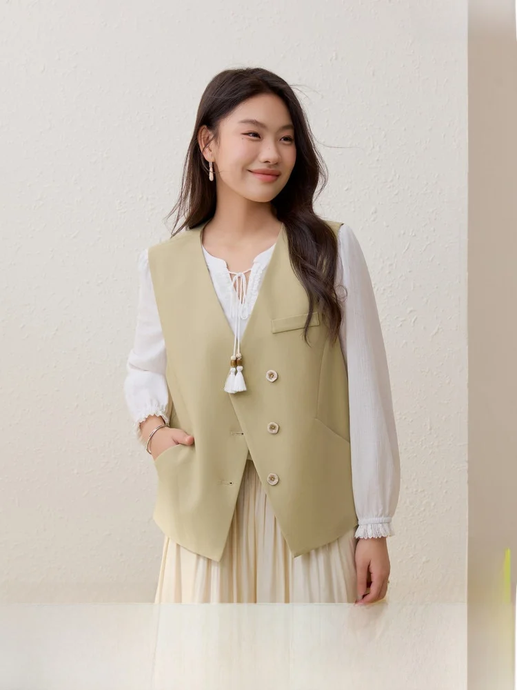 

Versatile Layering Vest Faionable V-ne Commute Outerwear plus Size Women's Spring New Sle Comfortable Fit Svel