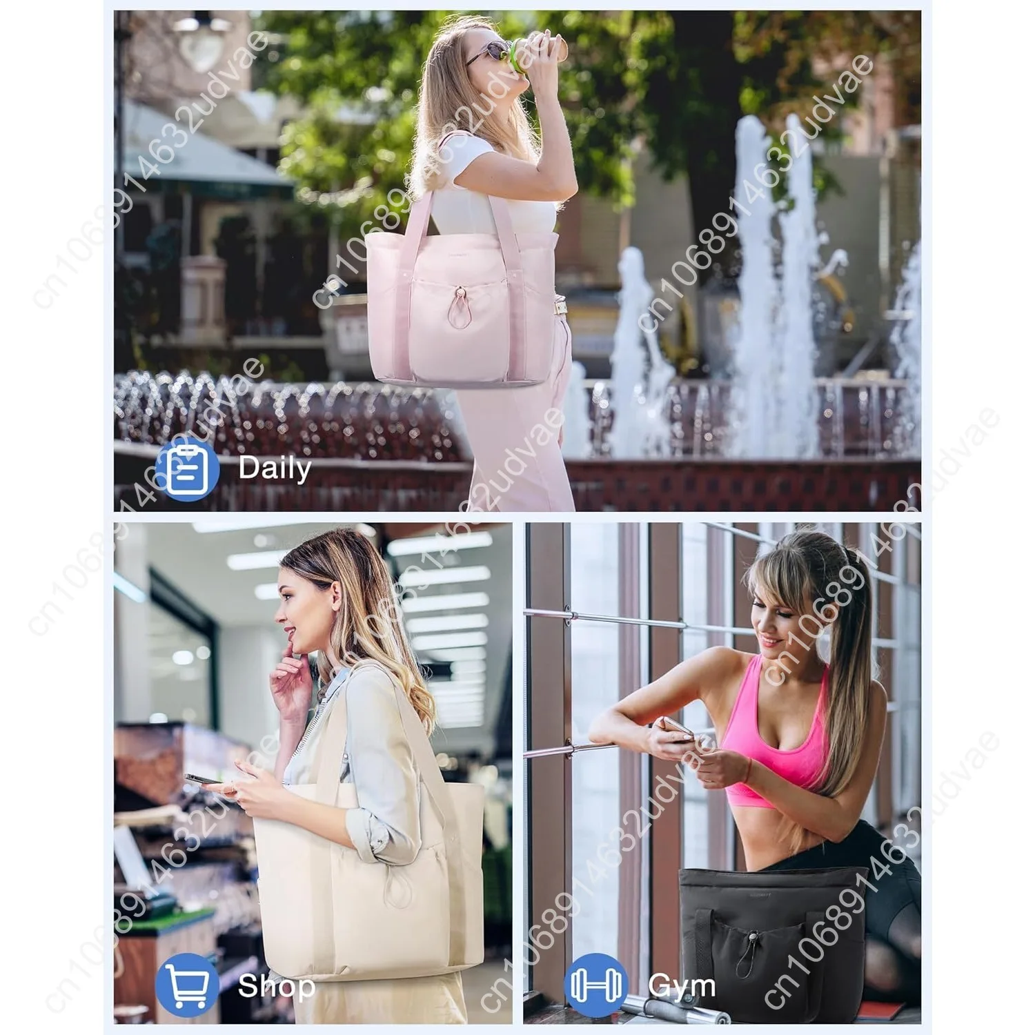 BAGSMART Tote Bag for Women, Tote Shoulder Bag with Laptop Compartment and Zipper Handbag for Travel, Work