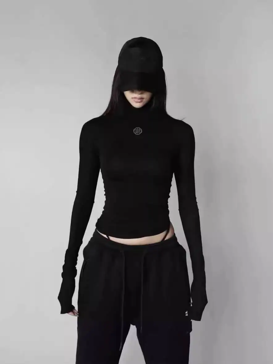 2025 New High Stretch Modal Turtleneck Slim Fit Black Design Sexy Slimming Autumn Long Sleeve Layering Top