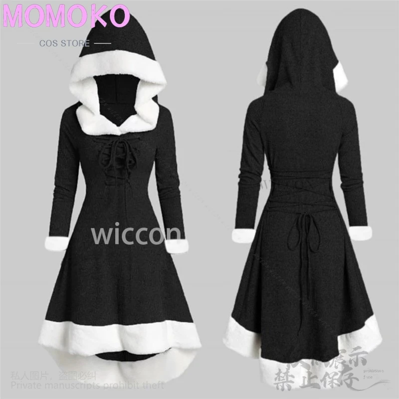 2024 Anime Christmas Dresses Winter Furcollar Lolita Sexy Wear Warm Hooded Dress For Party Halloween Cosplay Girls Customized