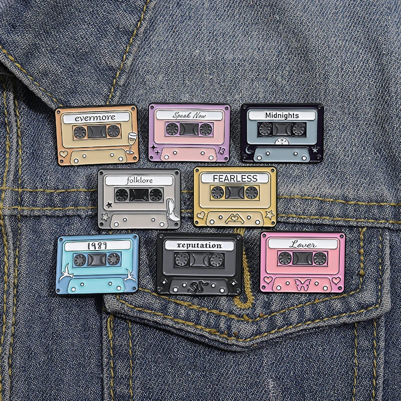 Midnights Radio Station Enamel Pins 80's Retro Radio Cassette Fearless Brooches Lapel Badge Backpack Jewelry Gift For Music Fans