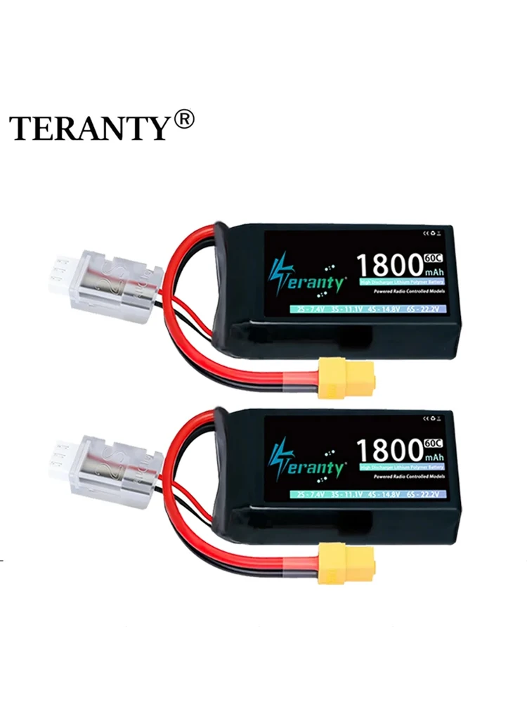 2/4 pièces TERANTY 2S 1800mAh 7.4V 60C batterie Lipo avec prise T XT30 XT60 JST pour voiture RC camion Buggy FPV Drone hélicoptère avion