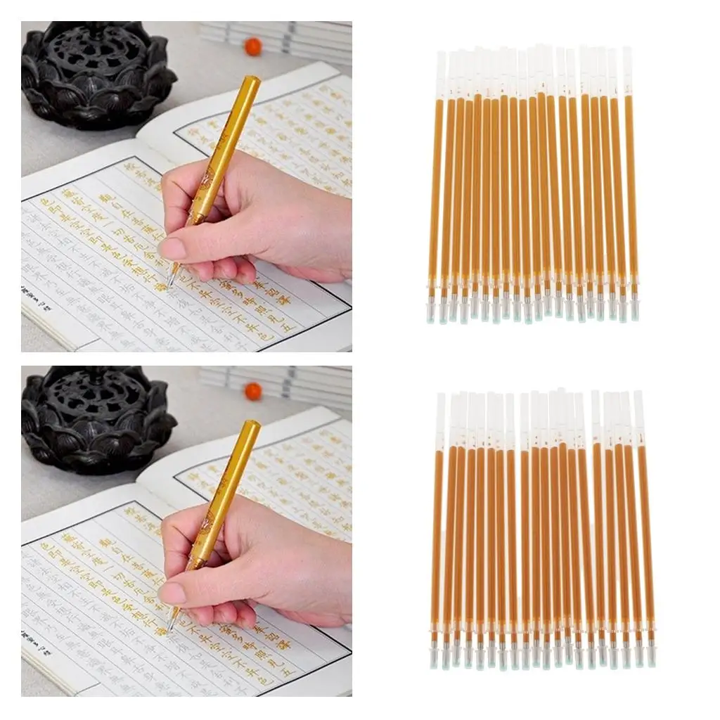 Gold Glitter Gel Pen Recarga, Cartucho Destacando Caneta, Escritório e Escola, 20pcs