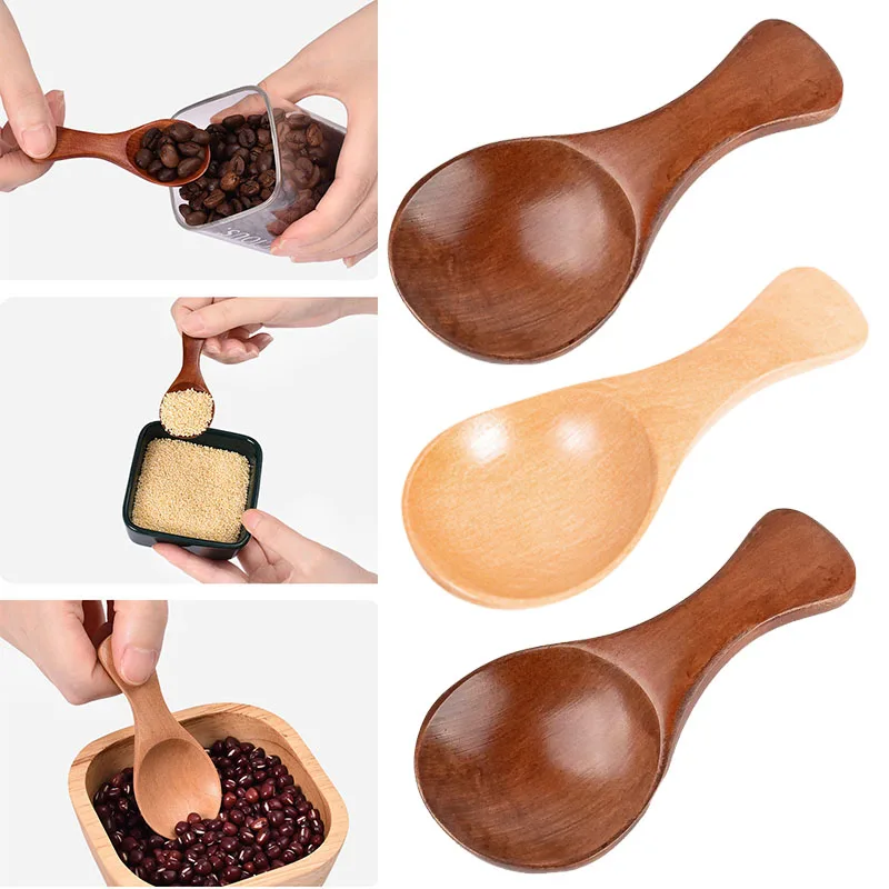 

5pcs Mini Wooden Spoons Kitchen Spice Condiment Spoon Coffee Sugar Teaspoons Kids Short Handle Wood Scoops Home Tableware