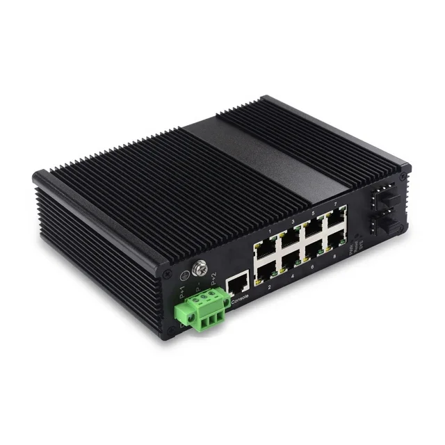 managed Gigabit industrial Ethernet fast switch 2 gigabit SFP optical port slots 8 10/100/1000Base-T adaptive RJ45 POE ports