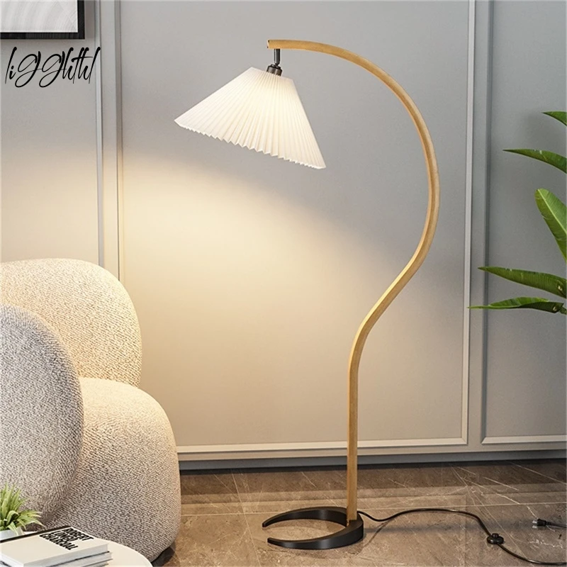 Ins Vintage Standing Lamps LED Danish Artist Log S Shape Design Floor Lamp Living Room Corner Lighting Decor E27 Stand Light.