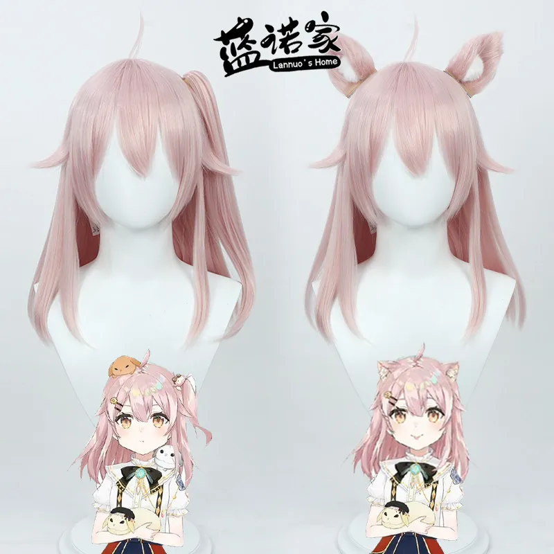 Perruque de Cosplay Virtuel YouTube Vtuber Nagihime Taffy, accessoires de fête d'Halloween et de carnaval, cheveux synthétiques en fibre résistante à la chaleur + bonnet de perruque