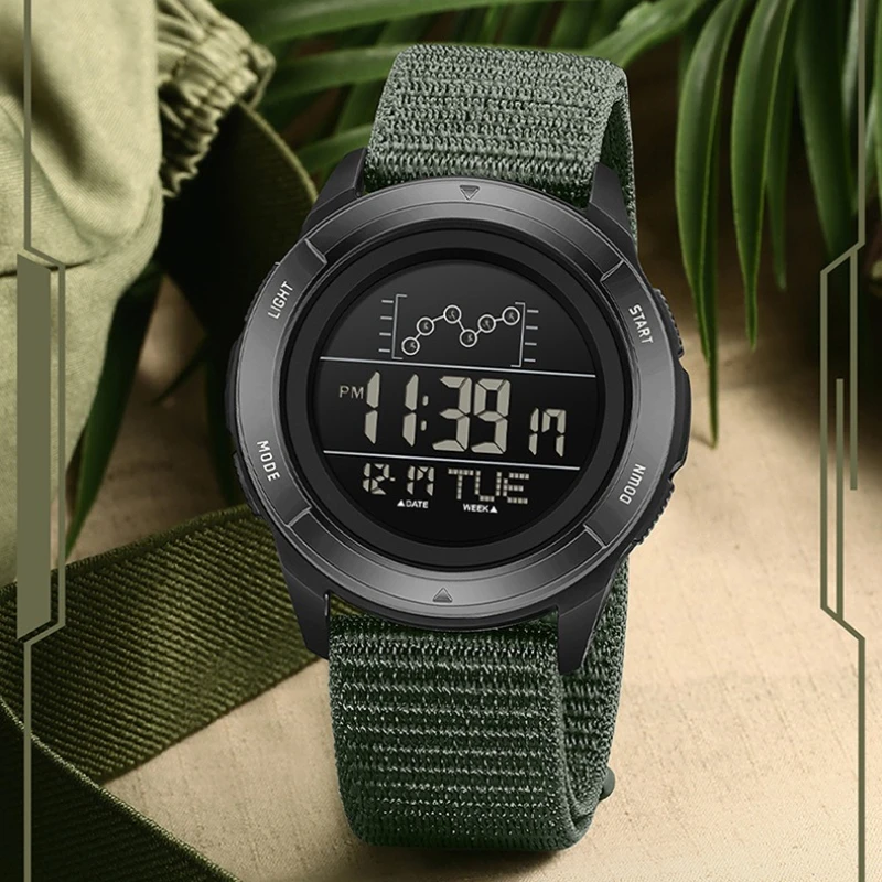 SANDA 2198 Orologio sportivo da uomo Cinturino in nylon Display digitale a LED Sveglia multifunzionale Cronografo Orologi impermeabili da uomo