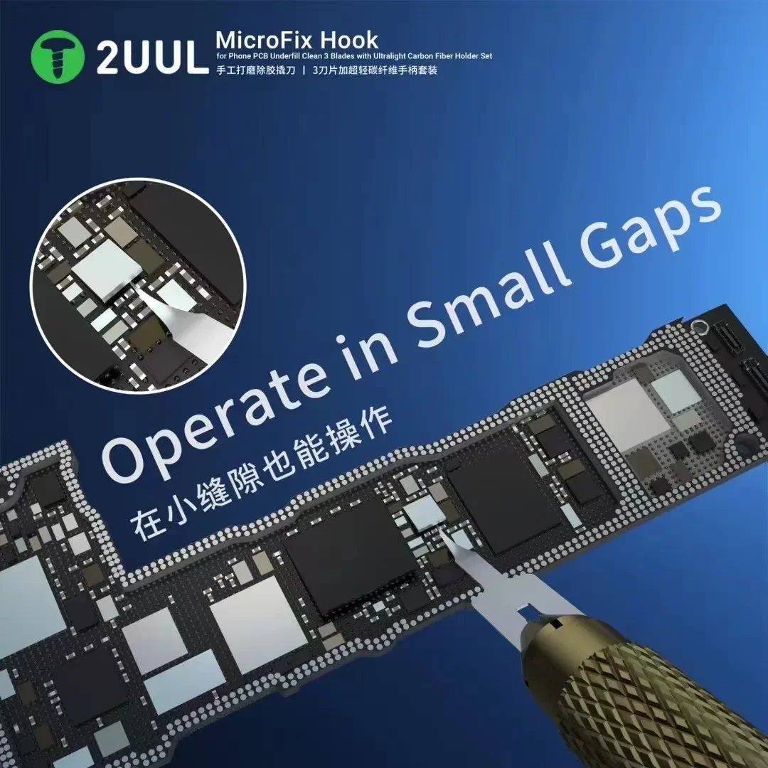 Imagem -04 - Microfix Hook Blade Conjunto para o Telefone Móvel Placa-mãe Pcb Degumming Chip Peças Pequenas Ferramenta de Desmontagem Manutenção Da12 2uul