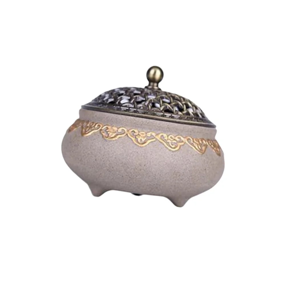 

Three-Legged Ceramic Vintage Incense Burner Aromatherapy Tool for Meditation Yoga Study Office Desktop Decoration Creative