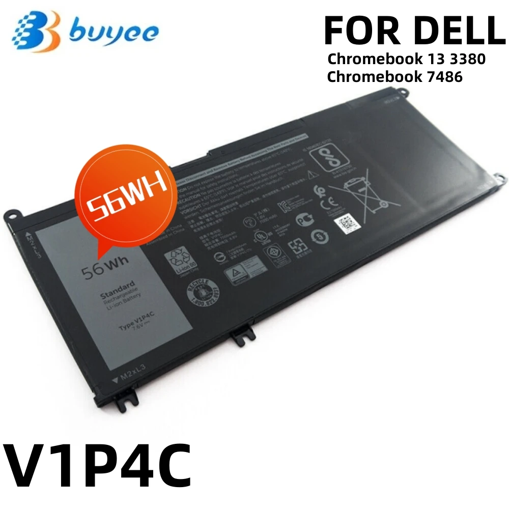 

V1P4C Laptop Battery For Dell Chromebook 13 3380 Inspiron Chromebook 14 7486 Series Notebook VIP4C FMXMT 7.6V 56Wh 7000mAh 4-Cel