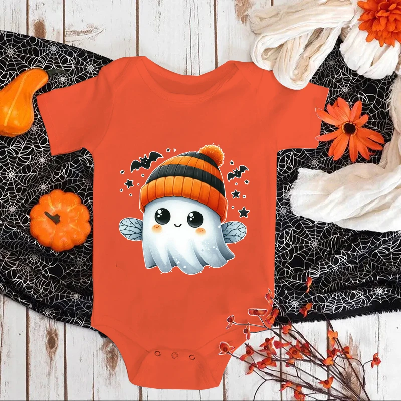 Halloween Ghost Pumpkin Bat Baby Bodysuit Girls Boys Cute Ghost Costume Infant Clothes First Halloween Baby Gift