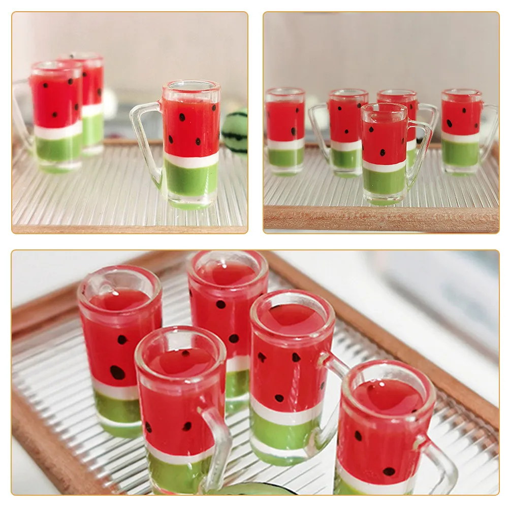 2Pcs Mini Drinks Decor Resin Material Miniature Beverage Models for Mini House Kitchen Dining Room Scene Realistic Shapes Bright