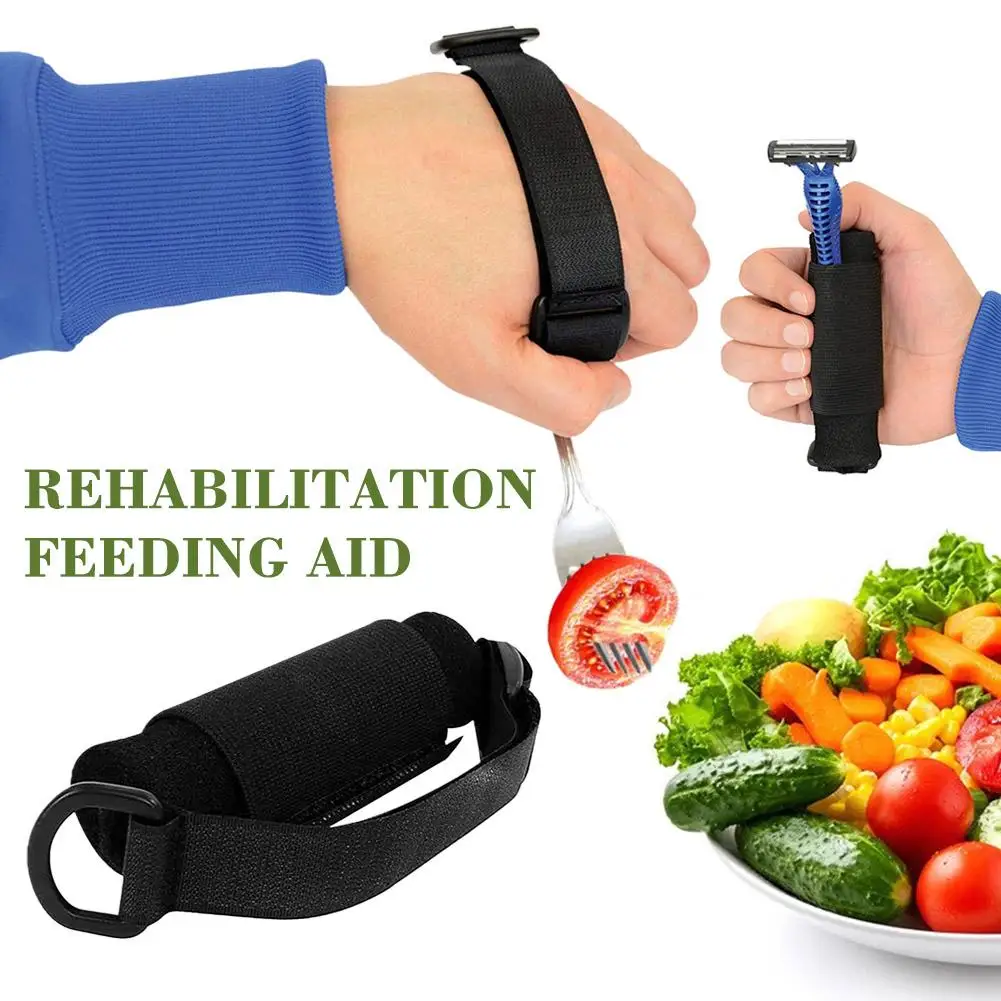 Aid Utensil Cuff Holder Strap Elastic Eating Assistance Cuff Spoons Forks Knife Fixing Nylon Band For Patients Elderly Disa A5L0