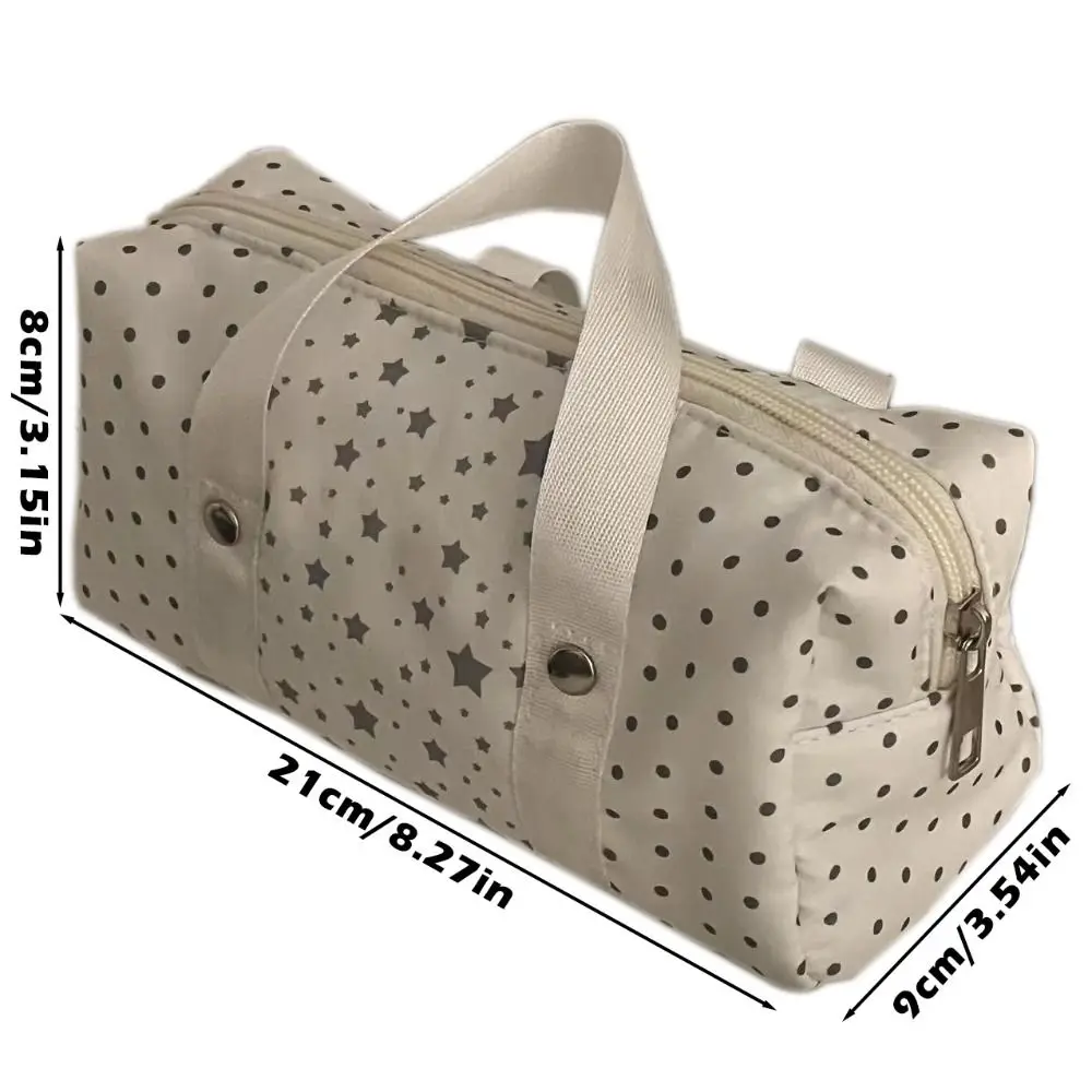 مقلمة كرتونية بيضاء متعددة الوظائف على شكل نجمة بولكا نقطة حقيبة أدوات مكتبية ذات سعة كبيرة حقيبة أقلام اللوازم المدرسية