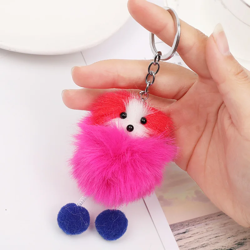 9CM Cartoon Cute Plush Puppy Plush Charm Keychain Cute Fur Charm School Bag Bag Mobile Phone Charm Children Backpack Charm Gift