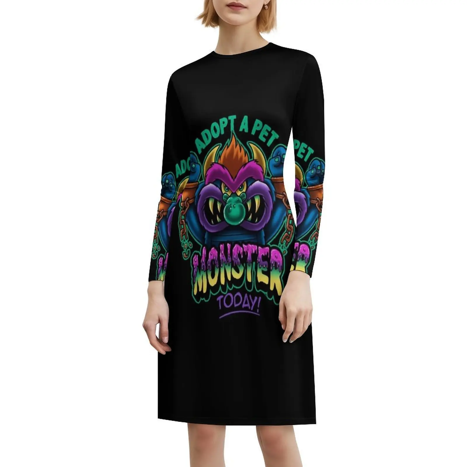 اعتماد فستان بوهيمي بدون أكمام على شكل وحش للحيوانات الأليفة، فستان متعدد الطباعة لحفلات عطلة الشاطئ، يعتمد فستان سهرة وحش الحيوانات الأليفة للنساء #6