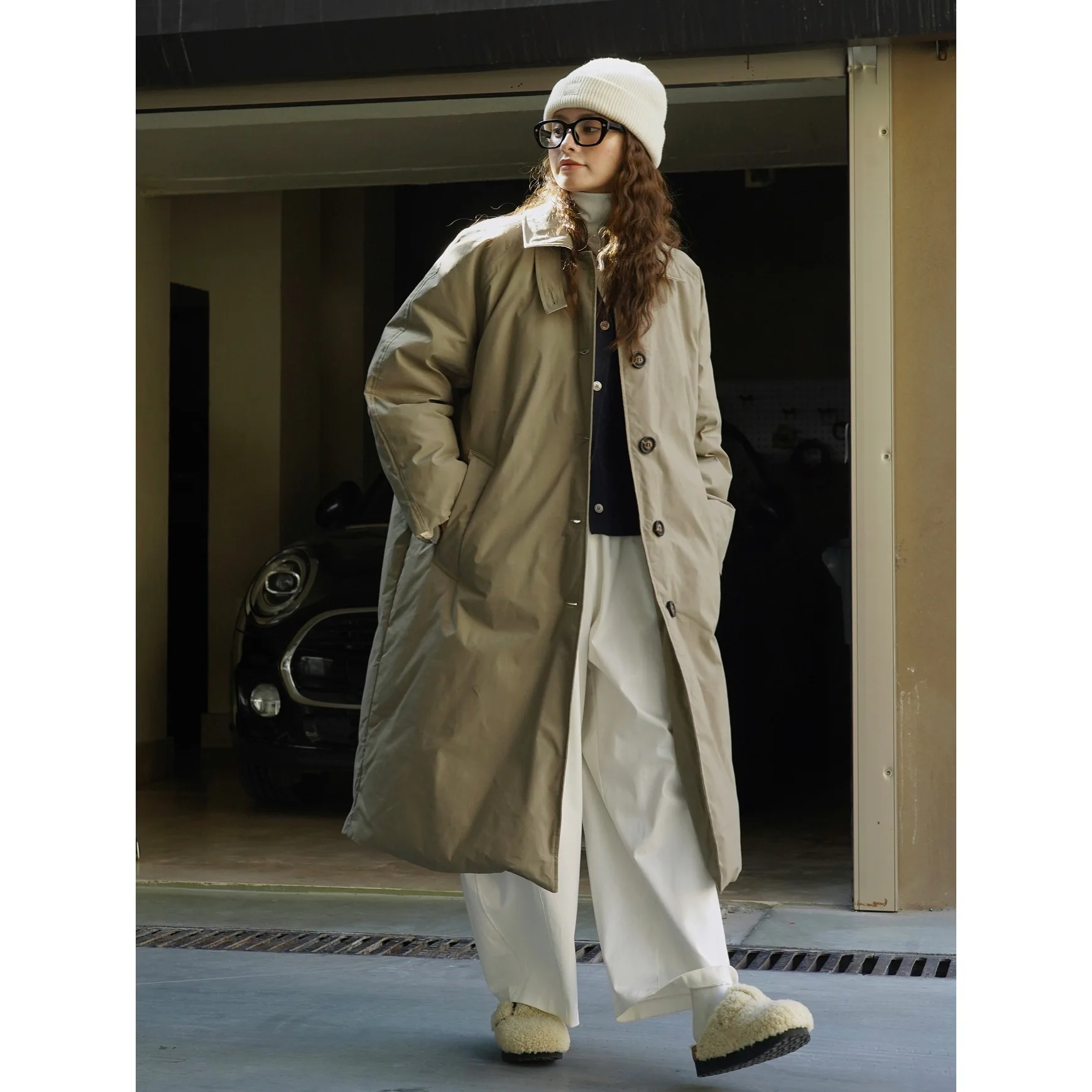 UMI MAO Winter Jacket New Japanese Fashion Stand Neck Silhouette Long Down Coat Loose Fluffy Cold Warm Coat For Women