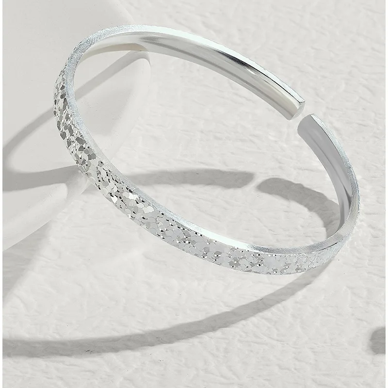 silver bracelet 925 bracelets ladies Glossy Irregular Creative Elegant Concave And Convex Surface Opening Bracelets