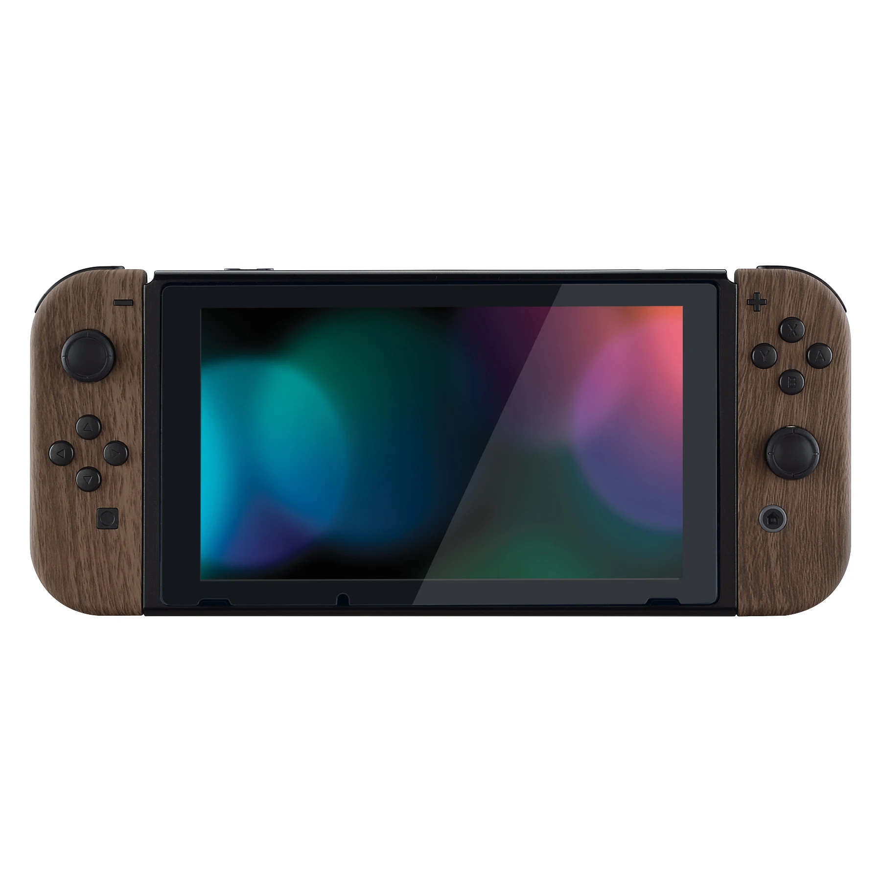 eXtremeRate Wood Grain Patterned Soft Touch Console Backplate Controller Housing Shell with Full Set Buttons for Nintendo Switch