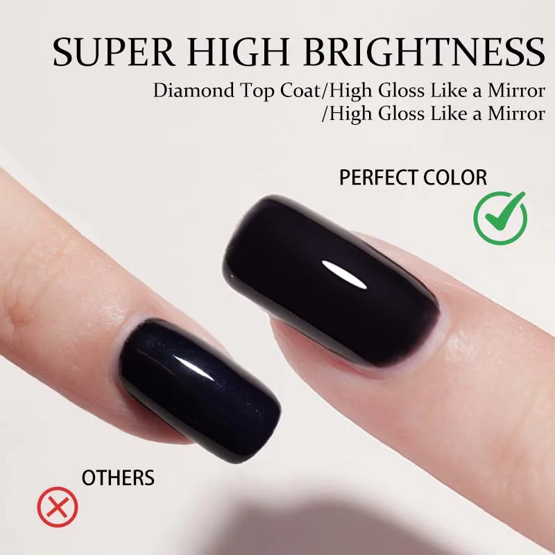 PERFECT COLOR Crystal Top Coat Gel 15ml High Gloss Clear Top Coat Water Resistant Stain Resistant Soak Off Gel Polish Protective Finish for Nail Art Manicure UV LED Lamp Cure Long Lasting