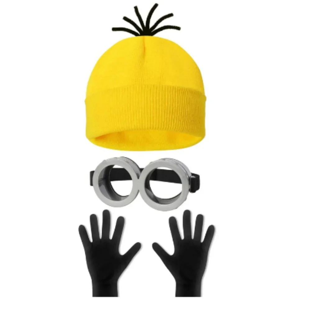 4 個リトルイエローマンコスプレ衣装アクセサリー成人男性女性ゴーグル装飾メガネビーニー帽子女性ハロウィンパーティー