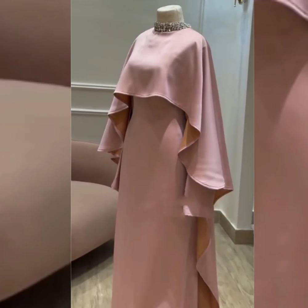 Customized Exquisite Jersey Sequined Pleat A-line High Collar Long Dresses Bespoke Occasion  Quality