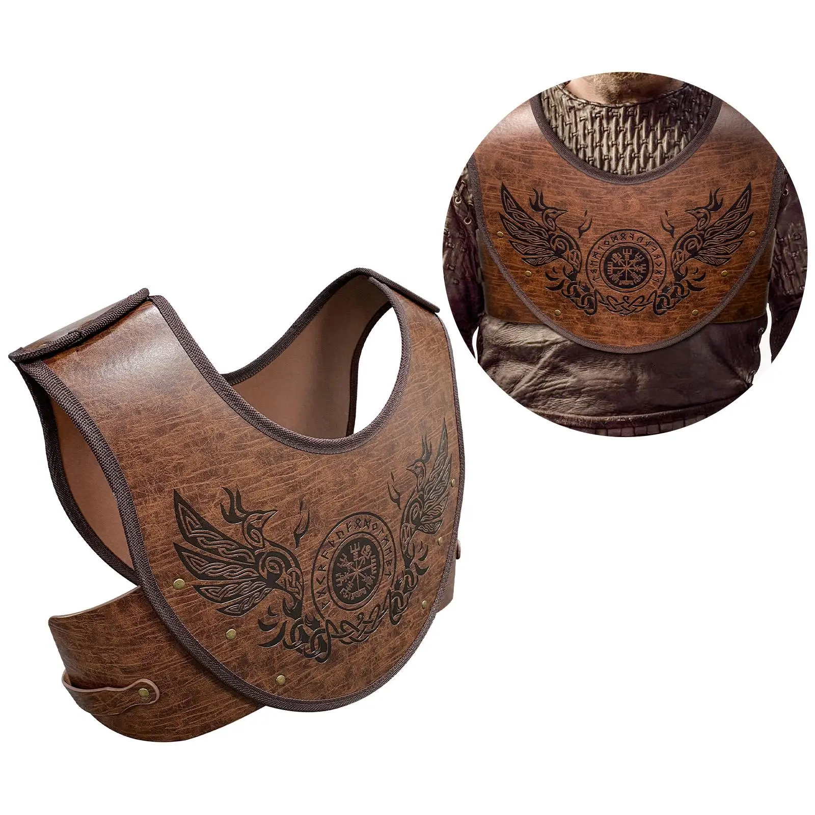 Retro Style Viking Warrior Chest Armor Viking Costume Adjustable Strap Knight Armor Vest for Party Photo Props Halloween Cosplay