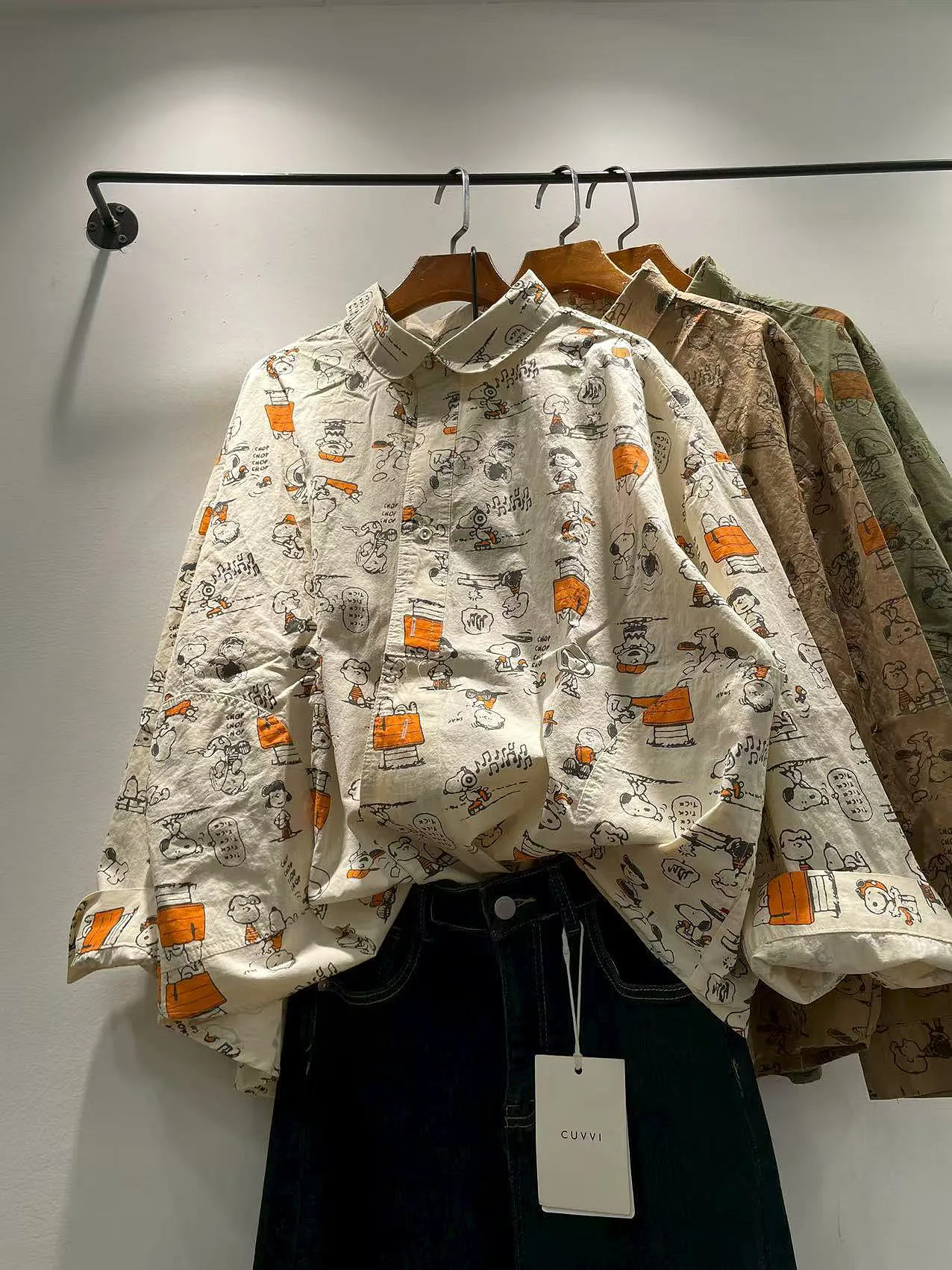 

Свободная женская рубашка из чистого хлопка с мультяшным принтом, на пуговицах, повседневная, удобная, дышащая