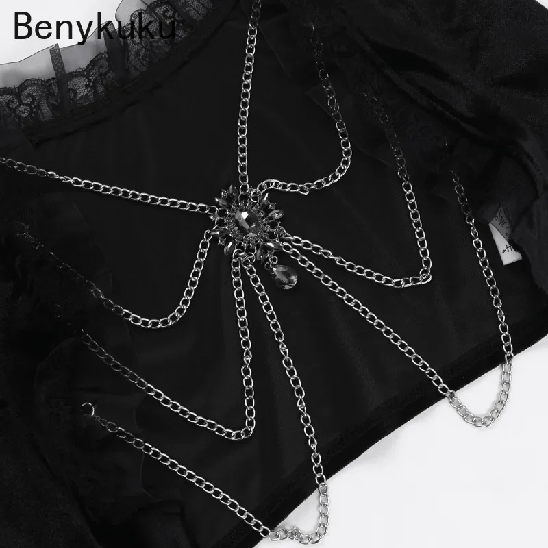 Goth Punk Victoria Velvet Crop Top Flare Sleeve Shrug Female Slim Bolero Partywear Grunge Jacket Vintage Gothic Clothes Cover Up