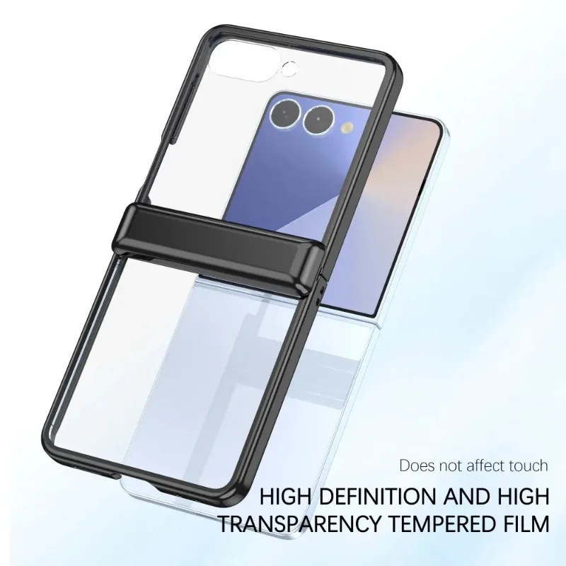 Elektroplaterowane etui ochronne z pełnym zabezpieczeniem zawiasów do Samsung Galaxy Z Flip 8 7 6 5 Flip7 Flip6 Flip5 z hartowaną folią ochronną. — zdjęcie produktu 5