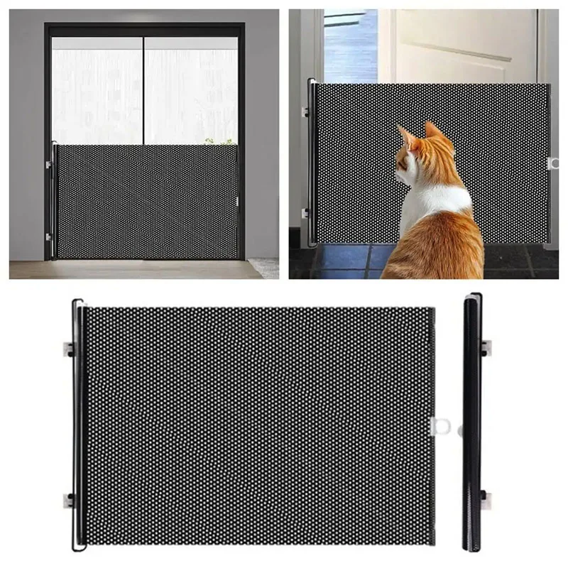 Durable Guard Retractable Fence Gate Barrier Folding Pet Safety Enclosure Universal Black Baby Safe Guard Door Home