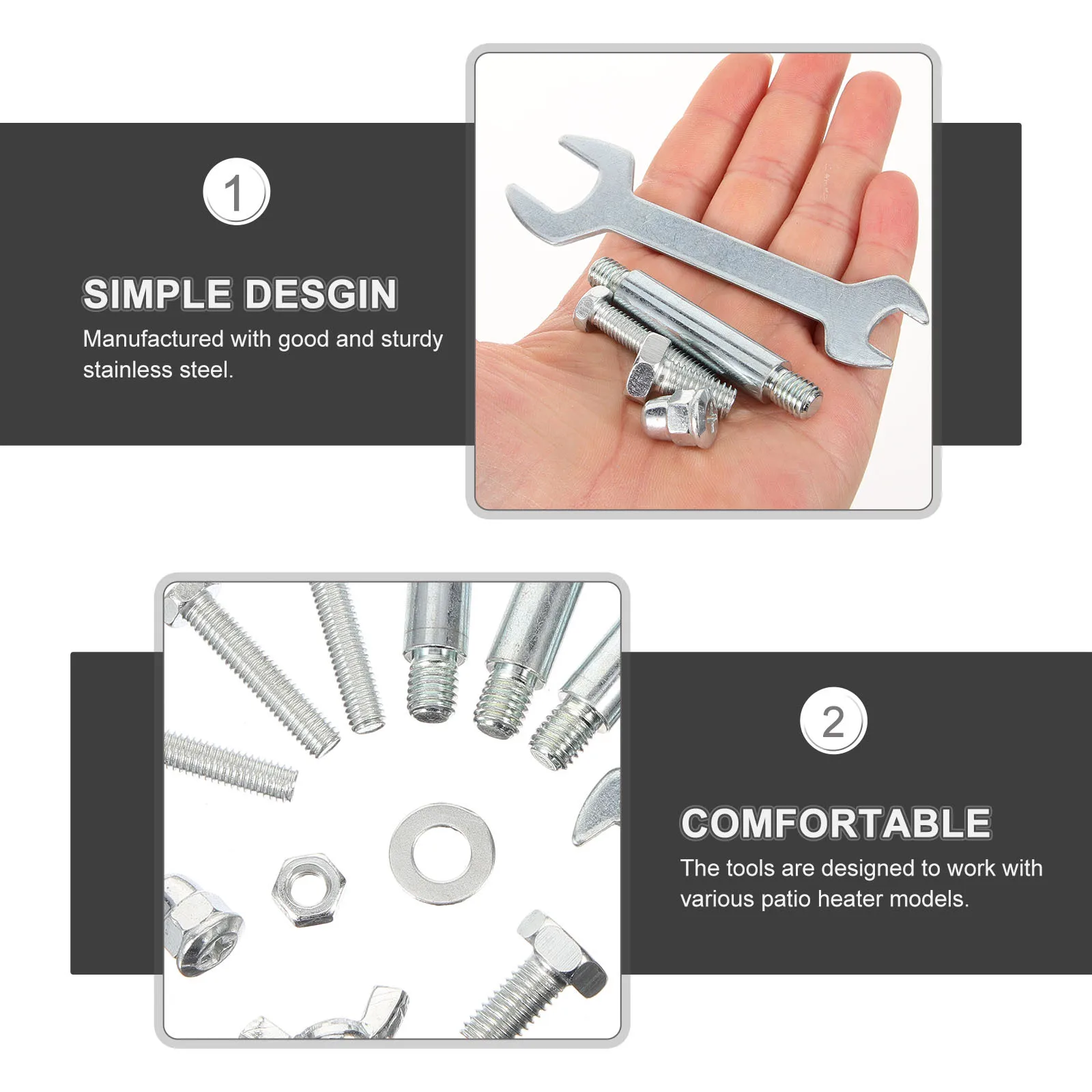 

Durable Patio Heater Hardware Set Stainless Steel Tools Kit for Safe and Stable Foundation Outdoor Heater Accessories